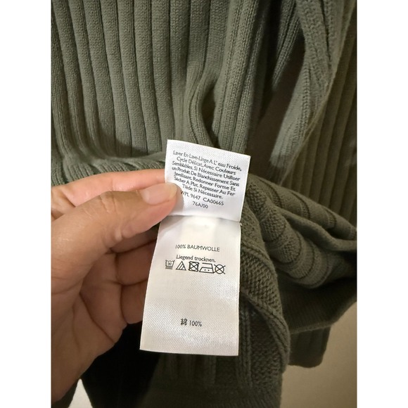 Eddie Bauer Vintage Men's Fishermen Olive Green Ribbed Crew Neck Sweater XL Tall - Picture 5 of 6